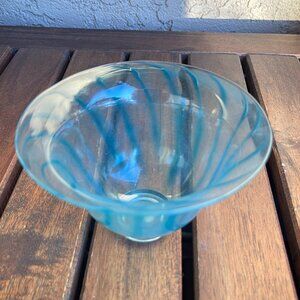 Vintage Denmark Handmade Glass Cottage Art Swirl Bowl